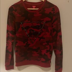 GUESS Maroon Knit Crewneck Sweater